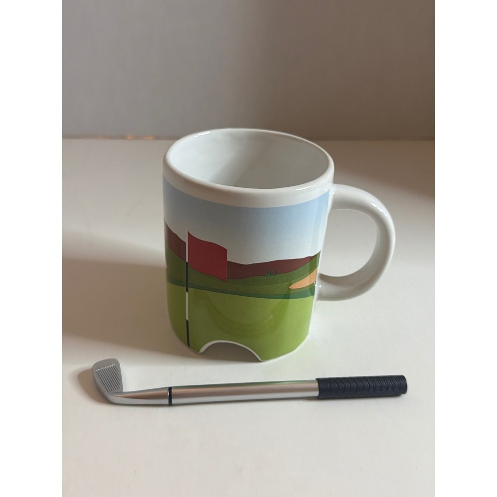 Kikkerland Golf Mug with Miniature Golf Club Putter Desktop Gift Set